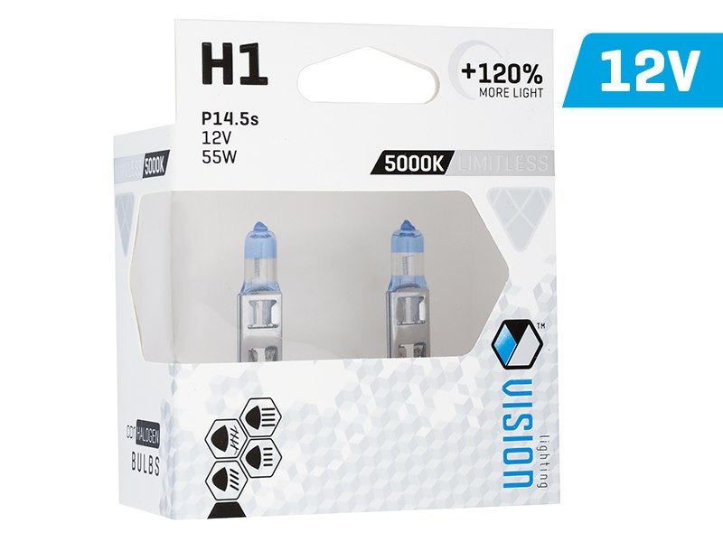 Pirn H1 12V 55W +120% 5000K 2tk VISION