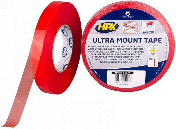 Kahepoole teip läbipaistev 19mm x 10m HPX