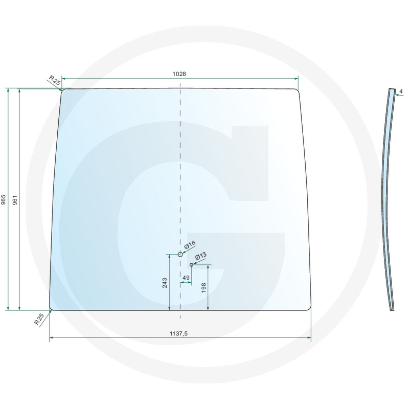 Esiklaas ülemine JD R264577 (5100R/M seeria) GRANIT