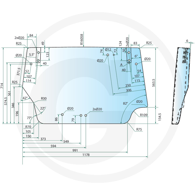 Tagaklaas Landini Power Farm 3674697M2