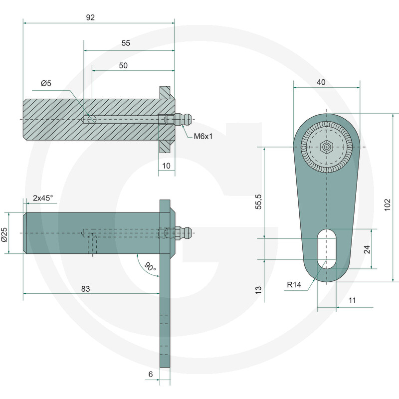 Sõrm määrdenipliga 25mm NH 47130642, 47130640