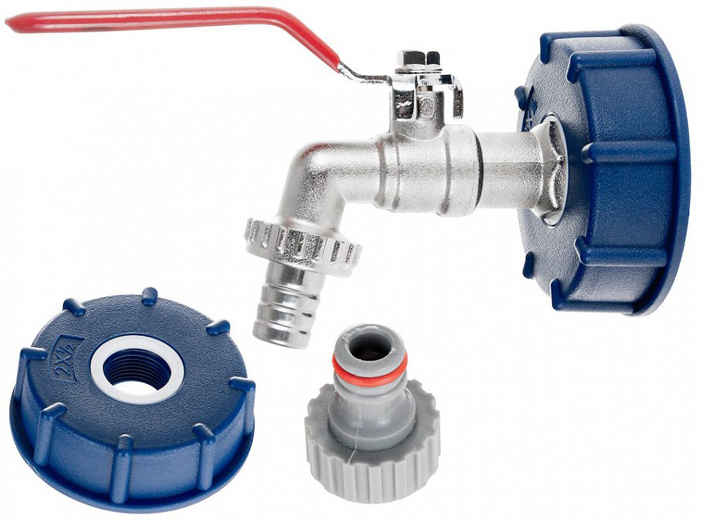 IBC adapter S60x6 + 1/2" kraan, 3/4" väliskeermega